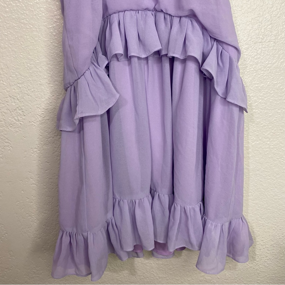 Revolve Lovers + Friends Pastel Lilac Banks Ruffle Mini Dress Size Small - Picture 7 of 10